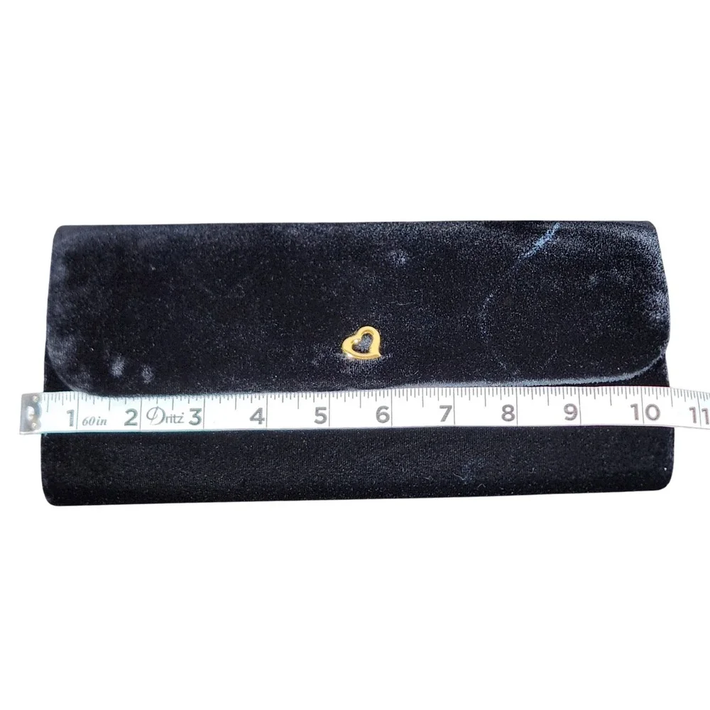 Victoria's Secret Black Velvet Clutch‎ Purse with Gold Heart Accent Nwot